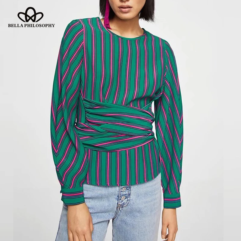 Bella Philosophy 2018 Spring Women Striped Blouse Vintage Long Sleeve Sashes Female Tops Fashion Casual Loose Blouse Blusas
Bella Philosophy 2018 Spring Women Striped Blouse Vintage Long Sleeve Sashes Female Tops Fashion Casual Loose Blouse Blusas