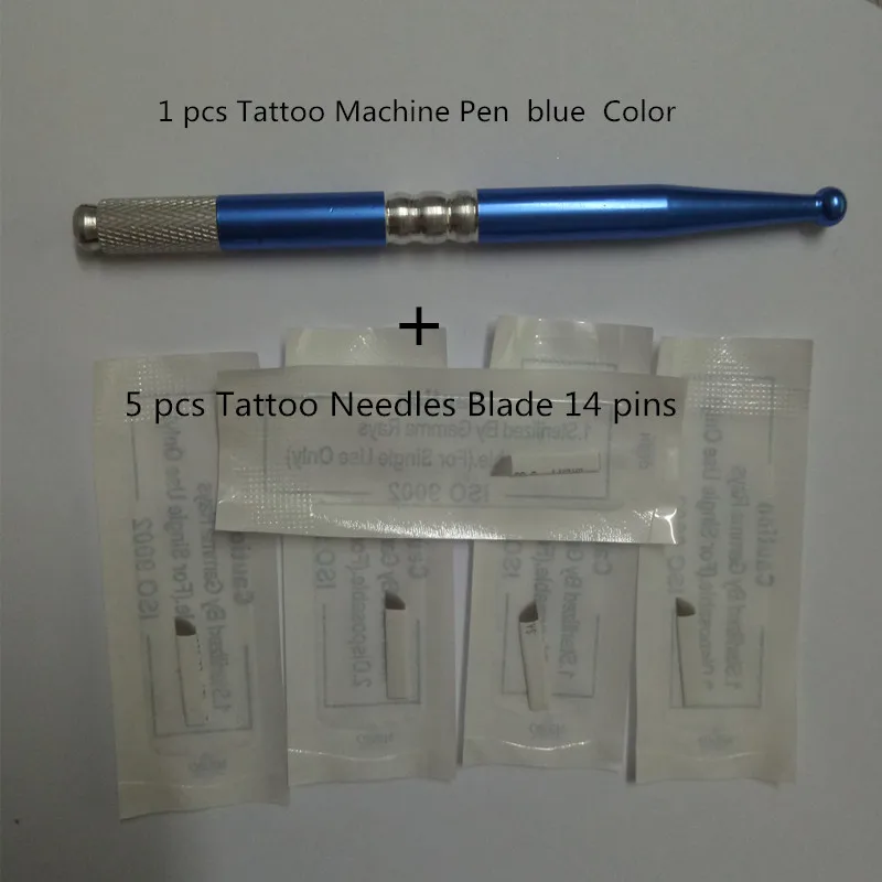 1 pcs New Style Permanent Manual Eyebrow Makeup Tattoo Machine Pen blue Color and 5 pcs Tattoo 14 Needles Blade
1 pcs New Style Permanent Manual Eyebrow Makeup Tattoo Machine Pen blue Color and 5 pcs Tattoo 14 Needles Blade