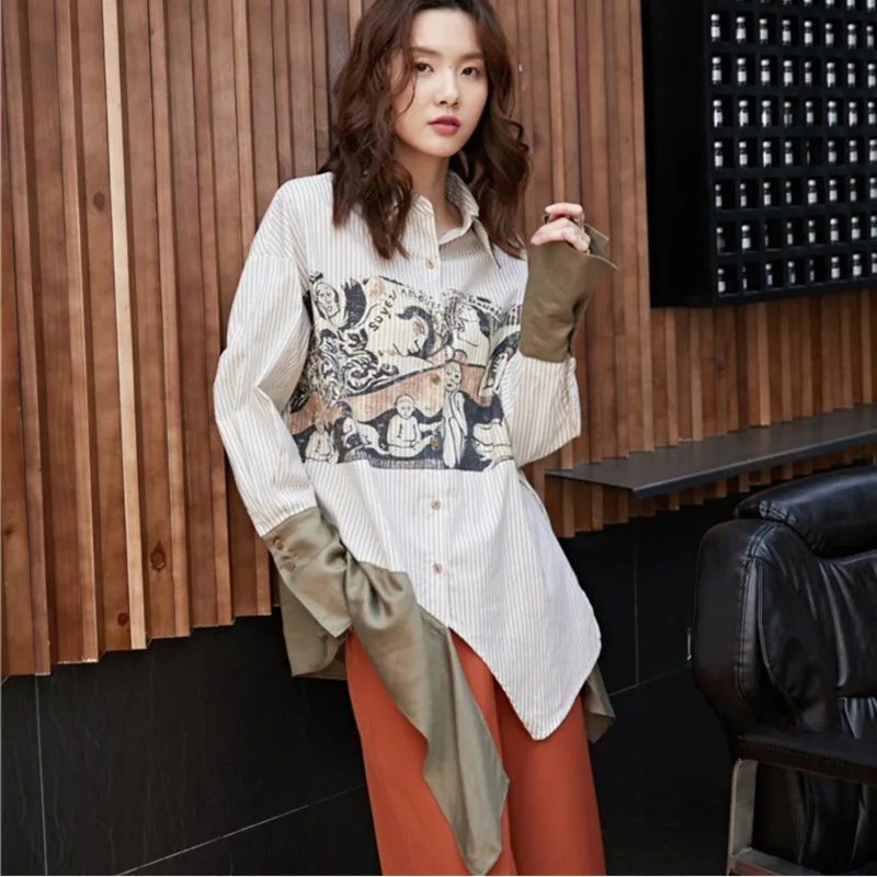 LANMREM 2019 New Fashion Stripe Print Irregular Shirt For Women Female's Long Sleeve Personality Blouse Large Size YG21302
LANMREM 2019 New Fashion Stripe Print Irregular Shirt For Women Female's Long Sleeve Personality Blouse Large Size YG21302