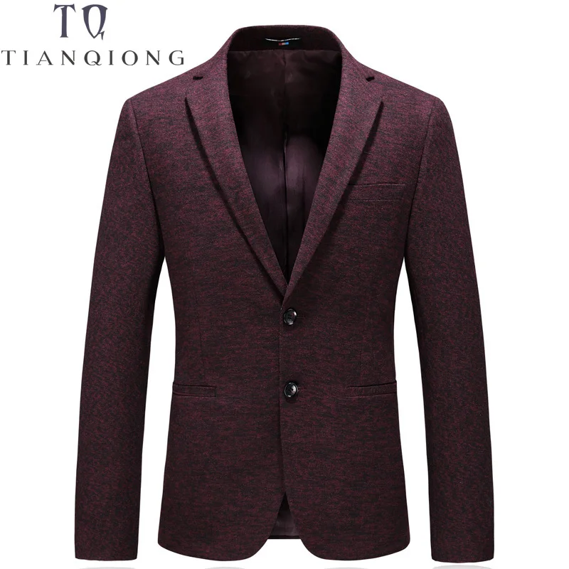 

TIAN QIONG Men Wedding Jacket Suits Slim Fit 2018 Men Blazer Designs High Quality Plaid Blzaer Red 2 Buttons Suit Jackets Coats