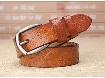 

New 5 colors embossed ladies leather belt Super quality personality totem leather belt young students denim decorative belt