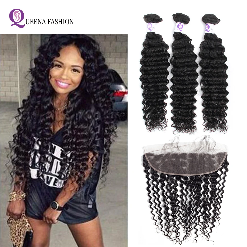 Deep Wave Bundles With Frontal Malaysian Deep Wave Hair 13*4 Lace Frontal Closure With Bundles Deep Curly Human Hair 4Pcs/lot
Deep Wave Bundles With Frontal Malaysian Deep Wave Hair 13*4 Lace Frontal Closure With Bundles Deep Curly Human Hair 4Pcs/lot
