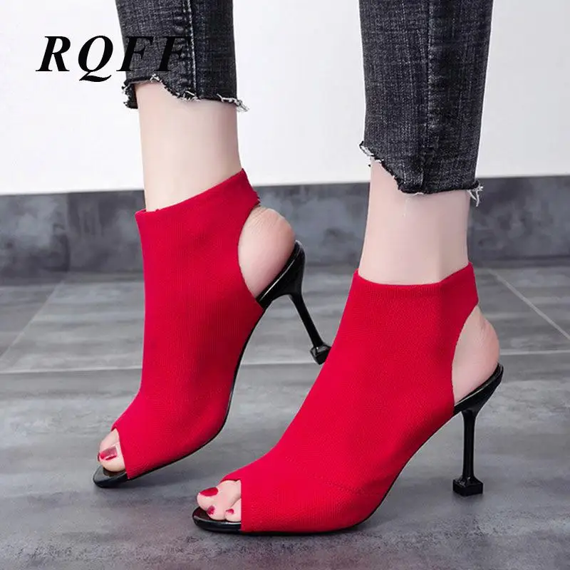 Women Summer Peep Toe Boots Stretch Fabric Party Slip-on Fashion Super High Heels Womans Shoes 2019 Apricot Red Black Sandals
Women Summer Peep Toe Boots Stretch Fabric Party Slip-on Fashion Super High Heels Womans Shoes 2019 Apricot Red Black Sandals