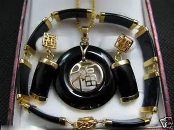 Prett Lovely Women's Wedding Jewelry Black gem pendant necklace bracelet earrings set + Chain 5.23 new-jewelry brincos
Prett Lovely Women's Wedding Jewelry Black gem pendant necklace bracelet earrings set + Chain 5.23 new-jewelry brincos