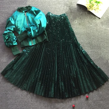 Spring Autumn Long Skirt Women 2018 New Heavy Sequins Oversize Pleated Skirt High Waist Umbrella Skirts Femme Students Outfits
Spring Autumn Long Skirt Women 2018 New Heavy Sequins Oversize Pleated Skirt High Waist Umbrella Skirts Femme Students Outfits