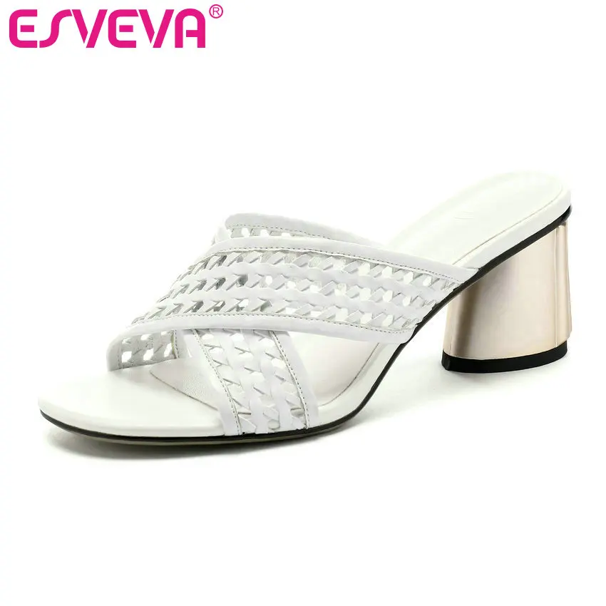 ESVEVA 2019 Ladies Sandals High Heel Slip On PU+Leather Ladies Elegant Black Summer Slingback Women Shoes Summer Size 34-42
ESVEVA 2019 Ladies Sandals High Heel Slip On PU+Leather Ladies Elegant Black Summer Slingback Women Shoes Summer Size 34-42