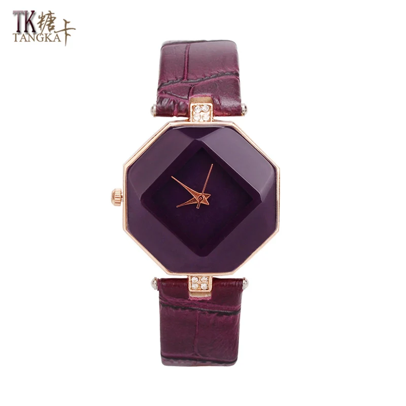High quality women watches purple fashion female watch jewelry clock needle button leather watchbands geometric quartz watch
High quality women watches purple fashion female watch jewelry clock needle button leather watchbands geometric quartz watch
