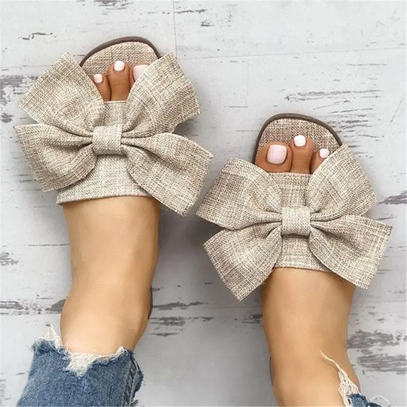 Summer Fashion Cloth Bow Knot Women's Slippers Fashion Beach Outdoor Flat Slippers Flops Female Round Toe Beach Slides
Summer Fashion Cloth Bow Knot Women's Slippers Fashion Beach Outdoor Flat Slippers Flops Female Round Toe Beach Slides