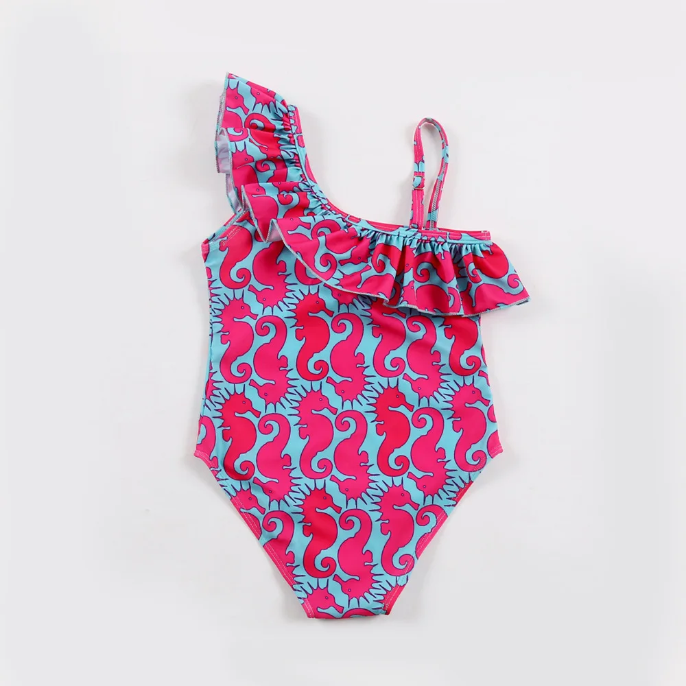 New children's single - shoulder flounce multi - color printed European and American girls bathing suit
New children's single - shoulder flounce multi - color printed European and American girls bathing suit