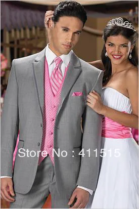 

Free shipping/groom wear suit Grey Groom Tuxedos/Best Man Notch Lapel Bridegroom Groomsmen Men Wedding Suit/custom tuxedo suit