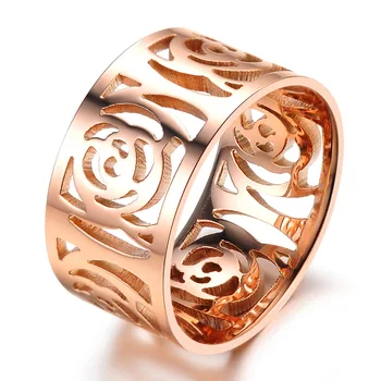 VE Camellia rings hollow rose gold plating titanium steel rings free shipping GJ392
VE Camellia rings hollow rose gold plating titanium steel rings free shipping GJ392