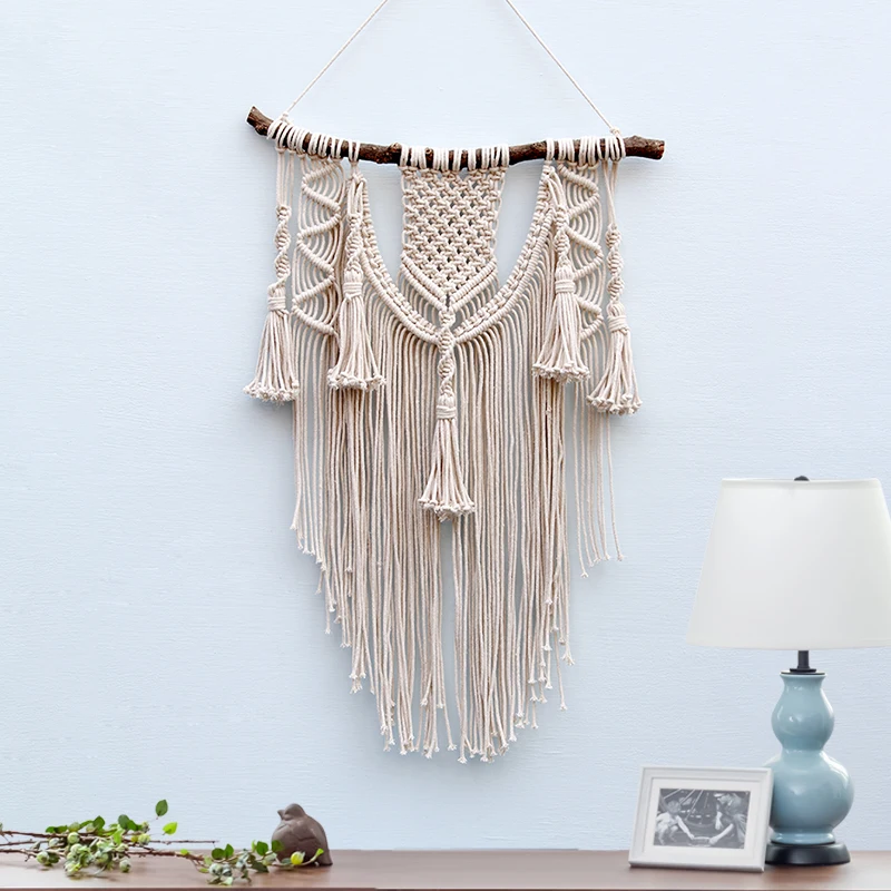 Handmade Macrame Wall Hanging art primitive decor tapestry with Fabrics Bohemian Hanging dorm Decoration Gift
Handmade Macrame Wall Hanging art primitive decor tapestry with Fabrics Bohemian Hanging dorm Decoration Gift