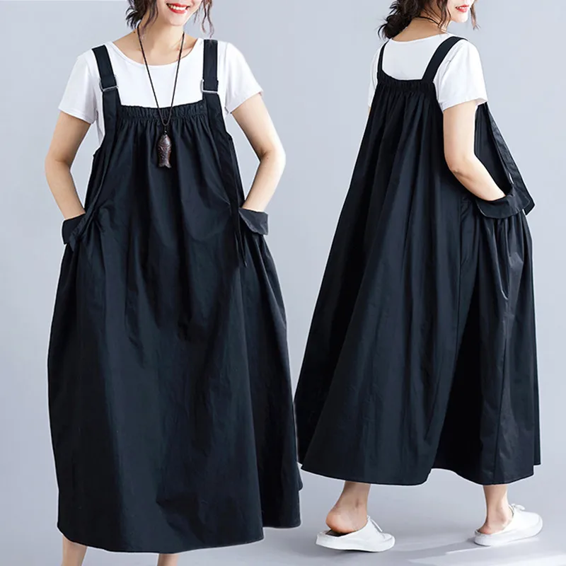 BIG SIZE 2019 Summer Women Korean Fashion Solid Color Tops Female Ladies Plus Large Long Loose Strap Dress 
BIG SIZE 2019 Summer Women Korean Fashion Solid Color Tops Female Ladies Plus Large Long Loose Strap Dress