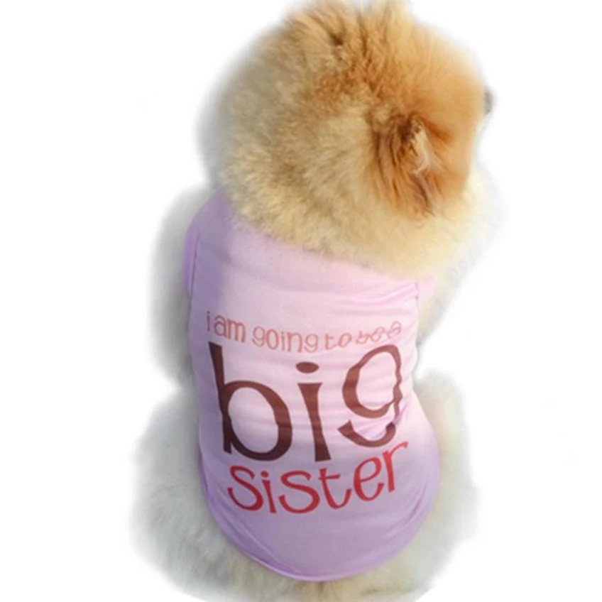 2016 Creative Cute Summer Pet Puppy Small Dog Cat Pet Clothes Dog Vest T Shirt Apparel Be A Big Sister Happy Gifts High Quality
2016 Creative Cute Summer Pet Puppy Small Dog Cat Pet Clothes Dog Vest T Shirt Apparel Be A Big Sister Happy Gifts High Quality