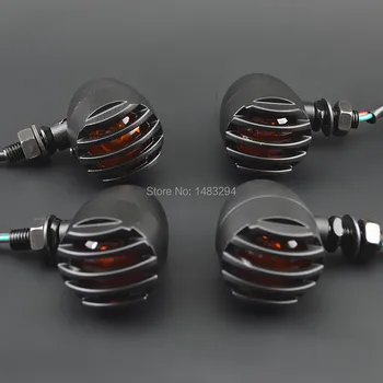 4x Black Turn Signal Lights Blinker Amber Fits For Harley Chopper Sportster Dyna Softail