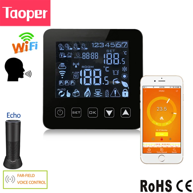 WiFi Programmable Thermostat Echo Alexa Voice Control Water Floor Heating Room Temperature Control 3A 100-240V Smart Home
WiFi Programmable Thermostat Echo Alexa Voice Control Water Floor Heating Room Temperature Control 3A 100-240V Smart Home