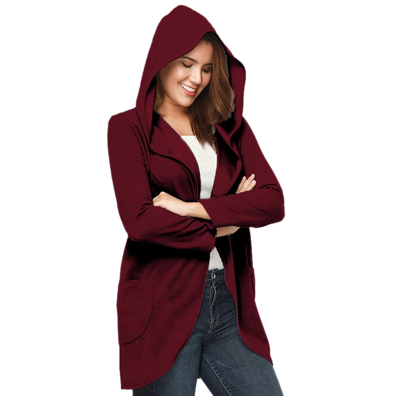 New Hot New Autumn And Winter Hooded Jacket Solid Color Lapel Casual Jacket Coat Ladies Cardigans With Pocket
New Hot New Autumn And Winter Hooded Jacket Solid Color Lapel Casual Jacket Coat Ladies Cardigans With Pocket