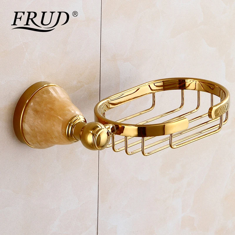 

FRUD New Soap Dishes Brass With Ceramic Soap Holder Copper Soap Basket Bathroom Accessories Banheiro Bath Hardware Set Y18011