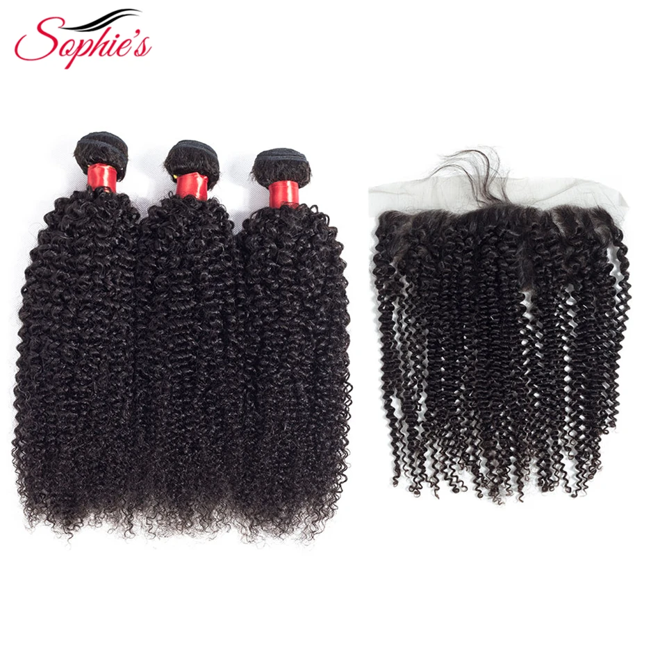 Sophie's Kinky Curly 3 Bundles Human Hair Bundles With Closure 13*4 Frontal Peruvian Hair Weaves Non-Remy Black Hair Extensions
Sophie's Kinky Curly 3 Bundles Human Hair Bundles With Closure 13*4 Frontal Peruvian Hair Weaves Non-Remy Black Hair Extensions