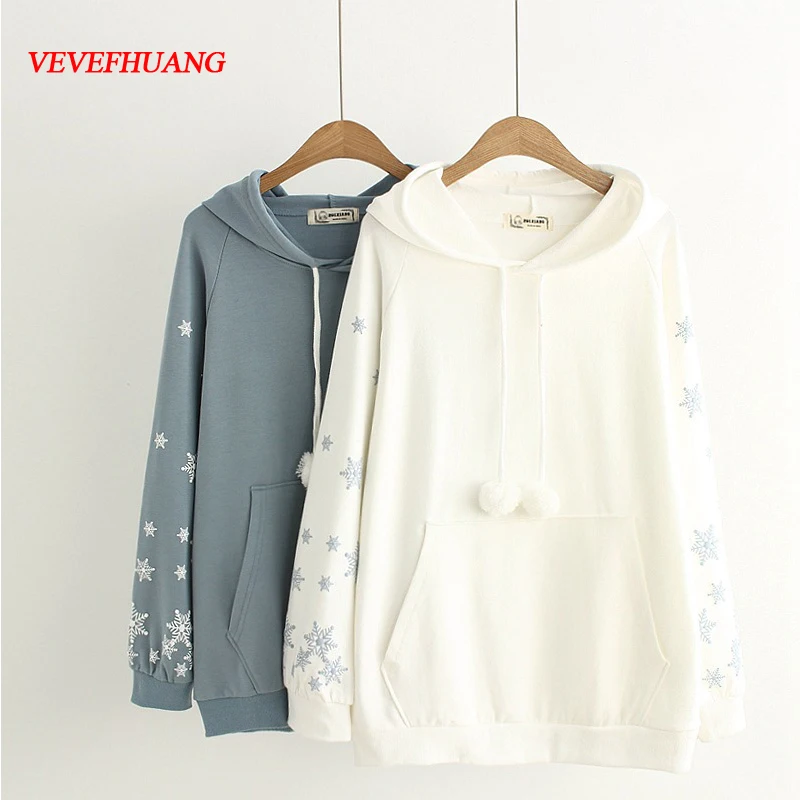Autumn Mori Girl White Hooded Hoodies For Women Japanese Style Christmas Snowflake Pure Color Sweatshirt Cute Pullovers Feminine
Autumn Mori Girl White Hooded Hoodies For Women Japanese Style Christmas Snowflake Pure Color Sweatshirt Cute Pullovers Feminine