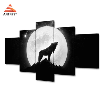 Modern home decor 5 pieces of modular canvas art poster wolf howl full moon picture HD print on canvas for living room wall art
Modern home decor 5 pieces of modular canvas art poster wolf howl full moon picture HD print on canvas for living room wall art