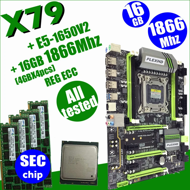 PLEXHD X79 Turbo motherboard LGA2011 ATX combos E5 1650 V2 (4pcs x 4GB) 16GB 1866Mhz PC3 14900R PCI-E NVME M.2 SSD USB3.0 SATA3
PLEXHD X79 Turbo motherboard LGA2011 ATX combos E5 1650 V2 (4pcs x 4GB) 16GB 1866Mhz PC3 14900R PCI-E NVME M.2 SSD USB3.0 SATA3
