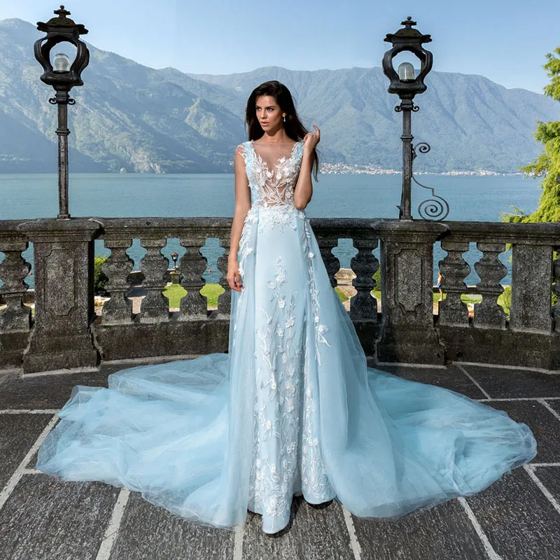pale blue floor length dress