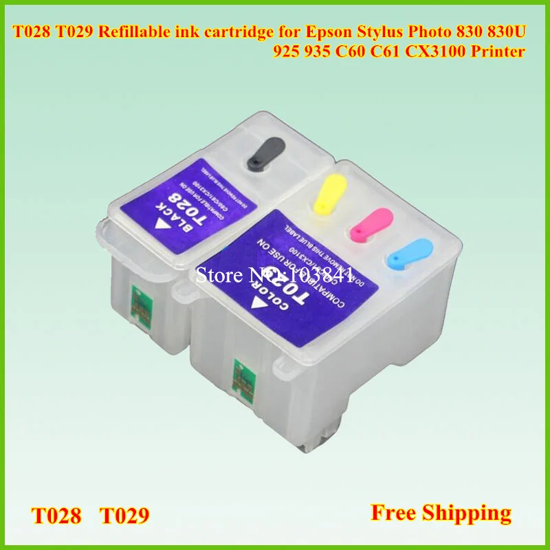2PCS/SET T028 T029 Refillable Ink Cartridge With Chip For EPSON STYLUS C60 C61 CX3100 830 830U 925 935 Printers
2PCS/SET T028 T029 Refillable Ink Cartridge With Chip For EPSON STYLUS C60 C61 CX3100 830 830U 925 935 Printers