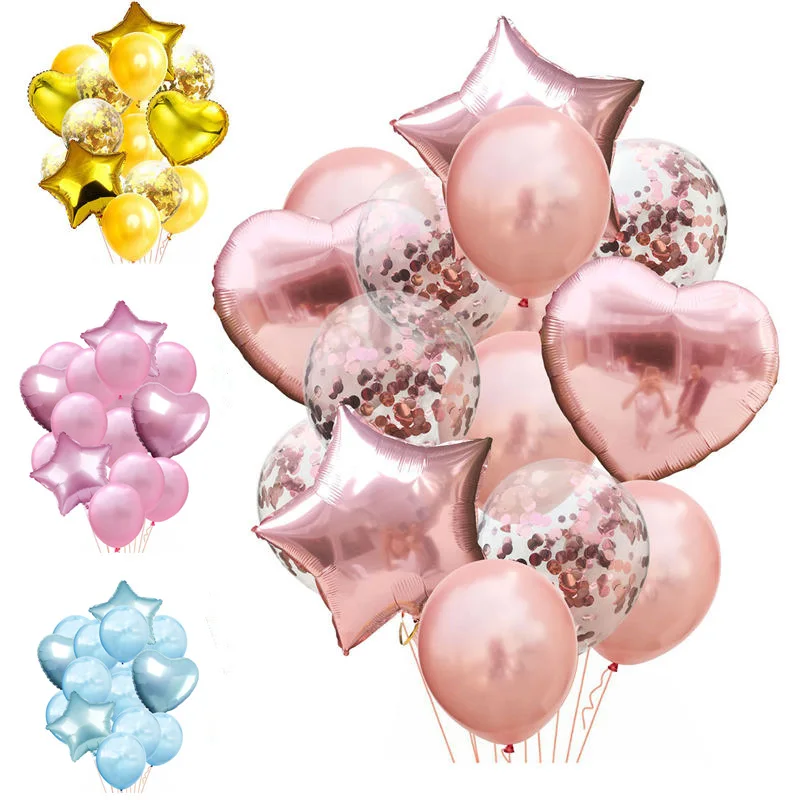 14PCs 12/18 inch Latex Confetti Balloon Shiny Rose Gold Blue Pink Star Heart Romantic Wedding Anniversary Birthday Party Favors
14PCs 12/18 inch Latex Confetti Balloon Shiny Rose Gold Blue Pink Star Heart Romantic Wedding Anniversary Birthday Party Favors