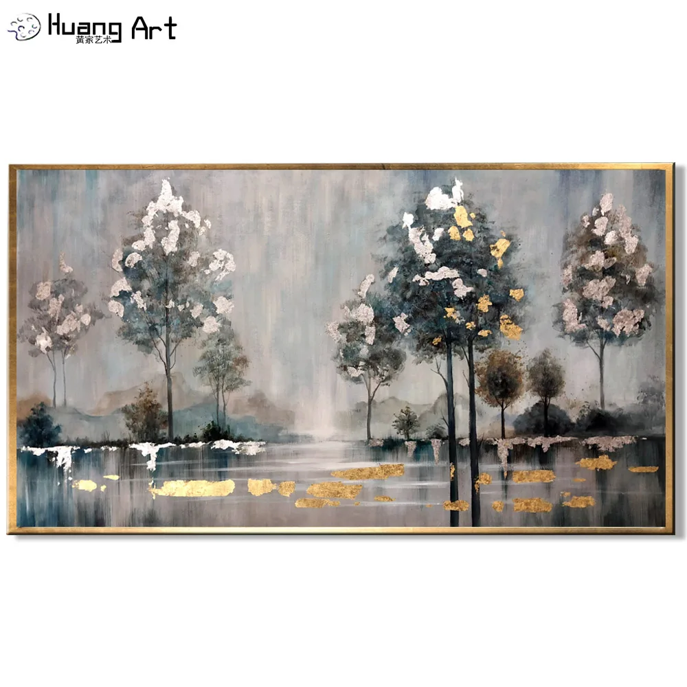 Handmade Gold or Silver Foil Tree Landscape Oil Painting for Wall Decor Modern Landscape Home Decoration Painting
Handmade Gold or Silver Foil Tree Landscape Oil Painting for Wall Decor Modern Landscape Home Decoration Painting