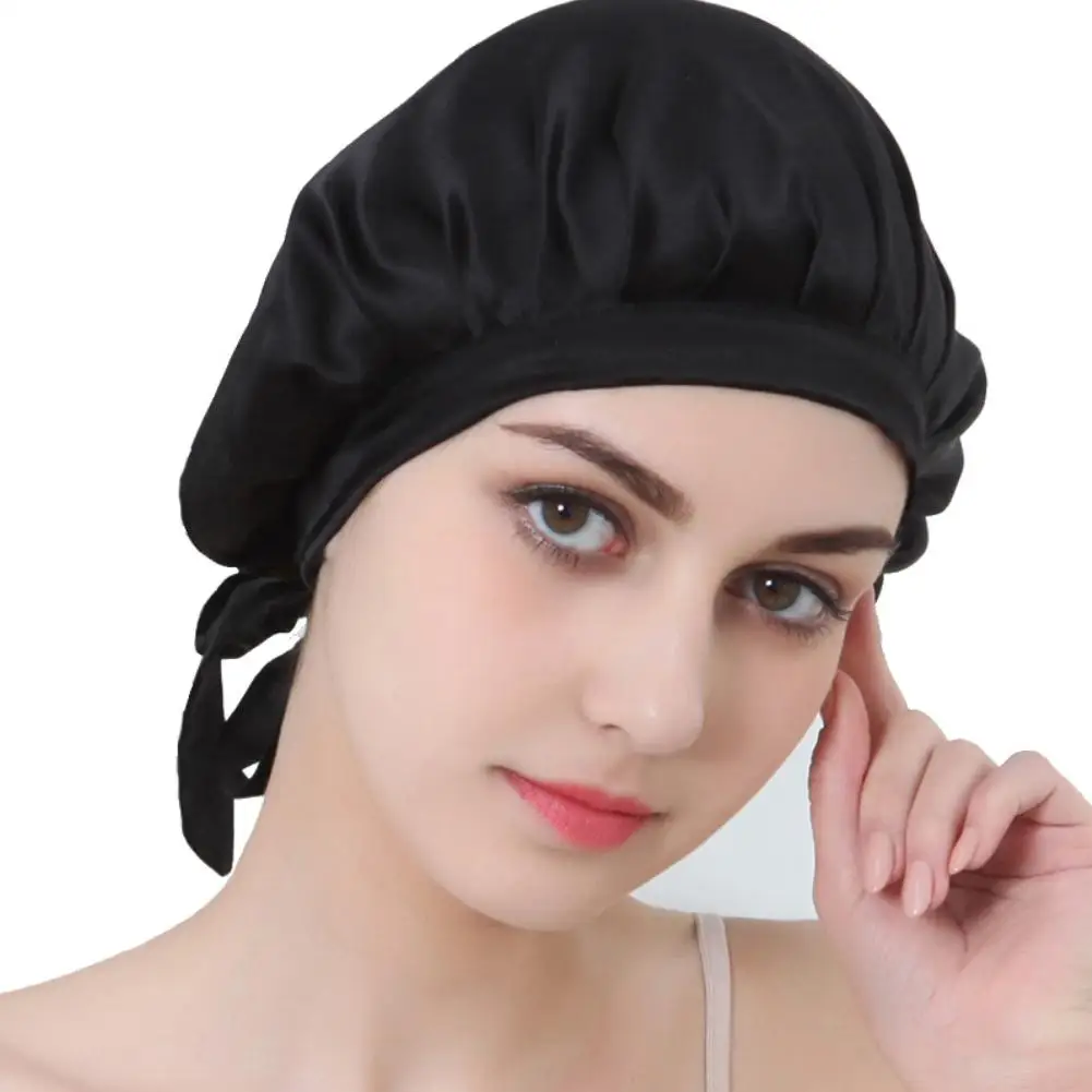 Solid Color Soft Silk Breathable Women Night Sleep Cap Turban Hair Care Sleeping Hat Head Hat Bath Tool Fashion
Solid Color Soft Silk Breathable Women Night Sleep Cap Turban Hair Care Sleeping Hat Head Hat Bath Tool Fashion