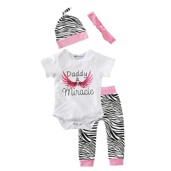 Daddy and Mommy 's Miracle / baby outfit / todder outfit /romper + zebra-stripe leggings + hat + headband /2017
Daddy and Mommy 's Miracle / baby outfit / todder outfit /romper + zebra-stripe leggings + hat + headband /2017