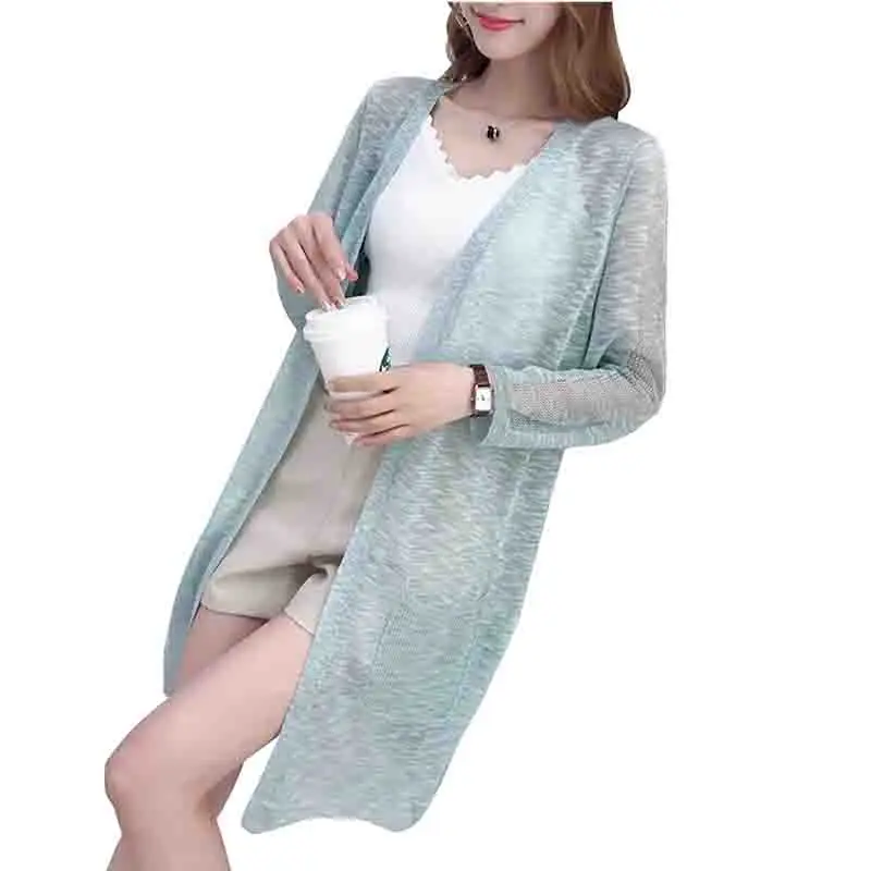 Ice Silk Summer Knit Cardigan 2019 Women's Casual Sweater Loose Long shawl Coat Female Long Sleeve Thin Sun protection clothing
Ice Silk Summer Knit Cardigan 2019 Women's Casual Sweater Loose Long shawl Coat Female Long Sleeve Thin Sun protection clothing
