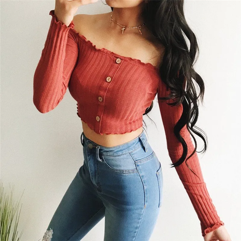 Trendy Women clothes solid Casual Off Shoulder Button pullover Blouses Long Sleeve cotton Shirts one pieces
Trendy Women clothes solid Casual Off Shoulder Button pullover Blouses Long Sleeve cotton Shirts one pieces