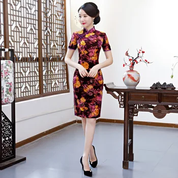 Spring Autumn Elegant Mother Dress Vintage Velvet Slim Short Cheongsam Print Floral Classic Evening Party Qipao Vestidos 3XL
Spring Autumn Elegant Mother Dress Vintage Velvet Slim Short Cheongsam Print Floral Classic Evening Party Qipao Vestidos 3XL