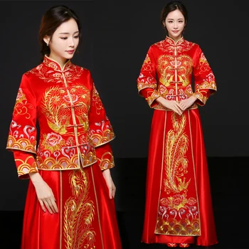 Female Embroidery Phoenix Cheongsam Ancient Marriage Suit High Quality Chinese Bride Dress Oriental Style Red Qipao Vestidos
Female Embroidery Phoenix Cheongsam Ancient Marriage Suit High Quality Chinese Bride Dress Oriental Style Red Qipao Vestidos