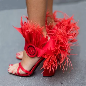 New Fashion Red Fur Cover Sandals Women Ankle Buckle Button Crossed Strappy Consice Woman Party Shoes Chunky Strange Heels Shoes
New Fashion Red Fur Cover Sandals Women Ankle Buckle Button Crossed Strappy Consice Woman Party Shoes Chunky Strange Heels Shoes