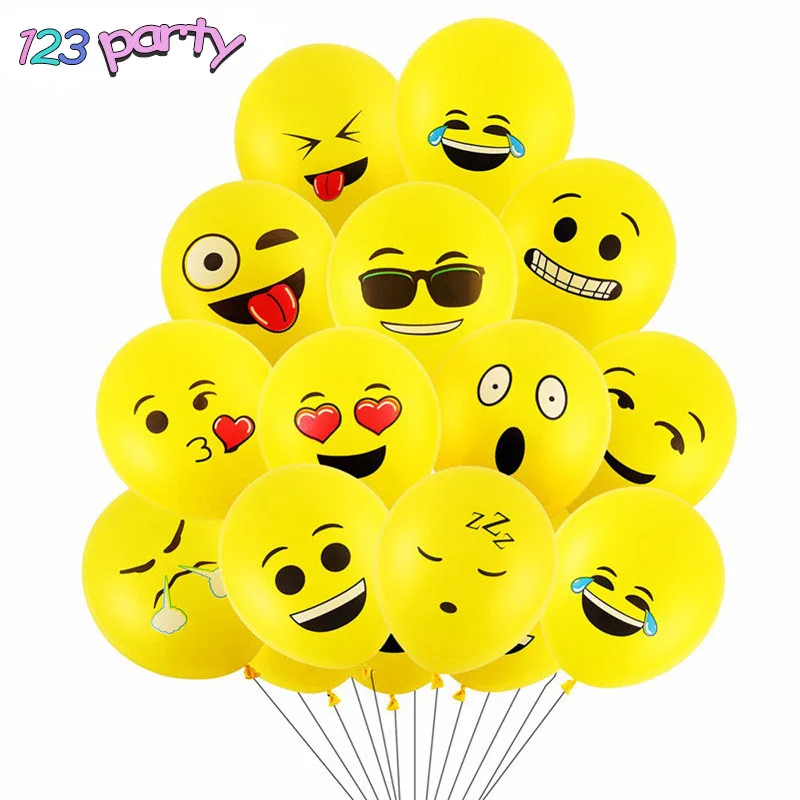 

10pcs 12inch Emoji Balloons Smiley Face Expression Yellow Latex Cute Balloons Wedding Party Cartoon Inflatable Balloons Decorate