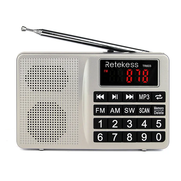 Retekess TR603 AM FM Radio Shortwave Transistor Digital Tuning Receiver MP3 Player Support TF Card Rechargeable Li-ion Battery
Retekess TR603 AM FM Radio Shortwave Transistor Digital Tuning Receiver MP3 Player Support TF Card Rechargeable Li-ion Battery