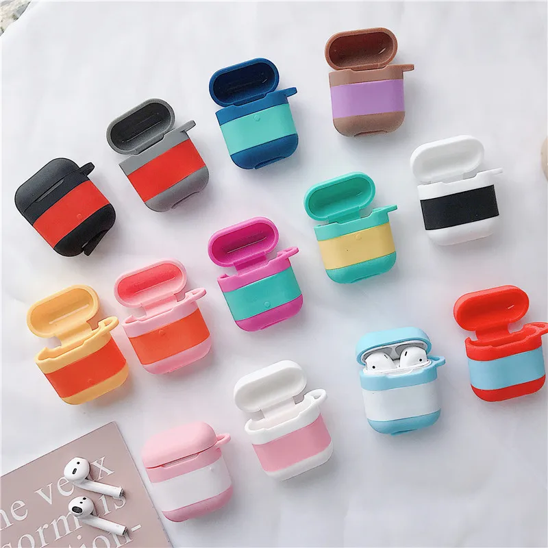 Air Pods 2 Fashion Popular Stitching Color Silicone Earphone Case for Apple Airpods Wireless Bluetooth Headset Cover Accessories
Air Pods 2 Fashion Popular Stitching Color Silicone Earphone Case for Apple Airpods Wireless Bluetooth Headset Cover Accessories