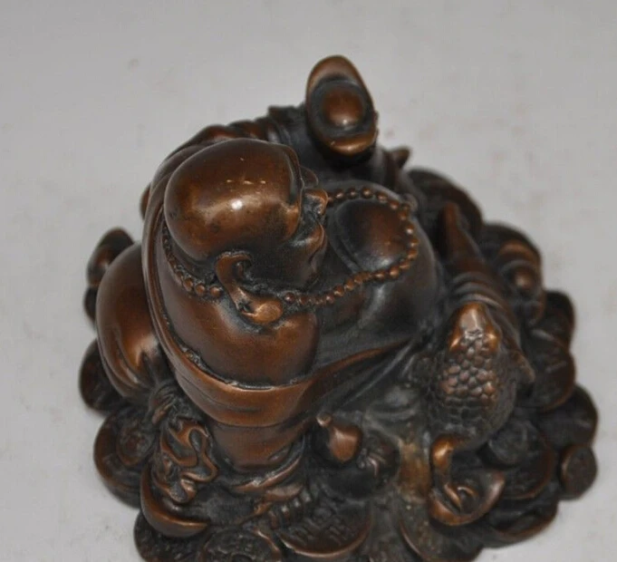 S0341 Chinese buddhism Bronze wealth Golden Toad yuanbao happy Maitreya Buddha Statue
S0341 Chinese buddhism Bronze wealth Golden Toad yuanbao happy Maitreya Buddha Statue