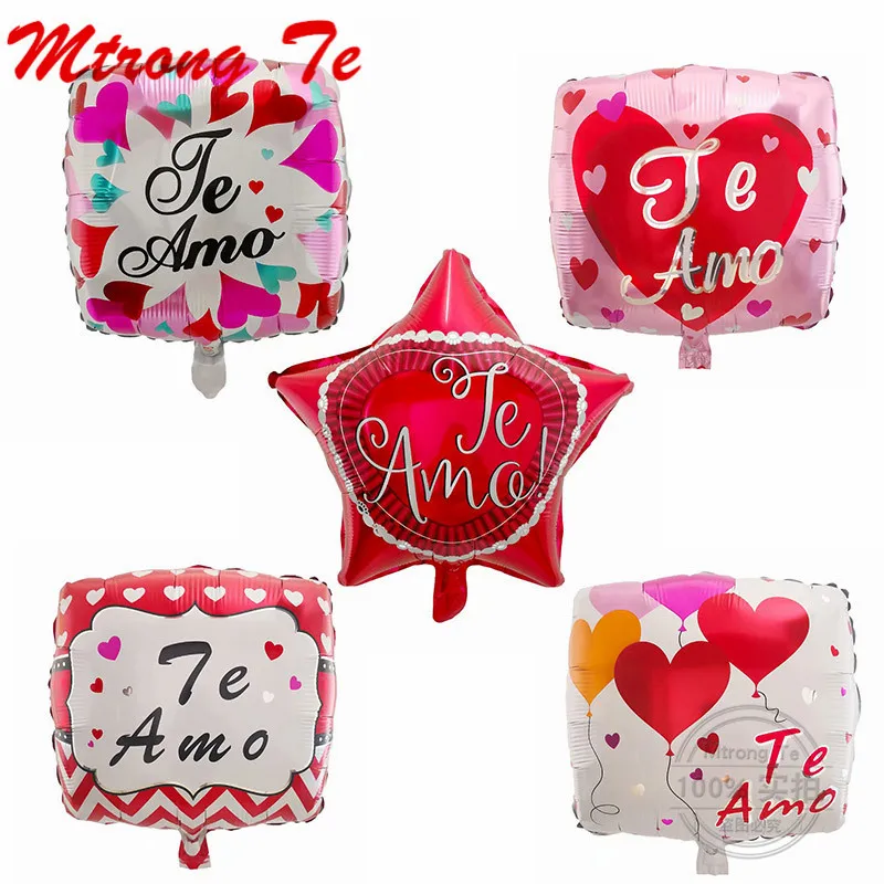 50pcs 18inch Spanish I love You Square Star Shape Helium Foil Balloons Te Amo Print Balloons For Valentine's Wedding Decoration
50pcs 18inch Spanish I love You Square Star Shape Helium Foil Balloons Te Amo Print Balloons For Valentine's Wedding Decoration