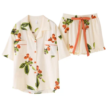 Floral Print Shirt and Shorts Pajamas Set Hawaiian Holiday Style Casual Button Short Sleeve Women Summer Nightwear Pijamas Mujer
Floral Print Shirt and Shorts Pajamas Set Hawaiian Holiday Style Casual Button Short Sleeve Women Summer Nightwear Pijamas Mujer