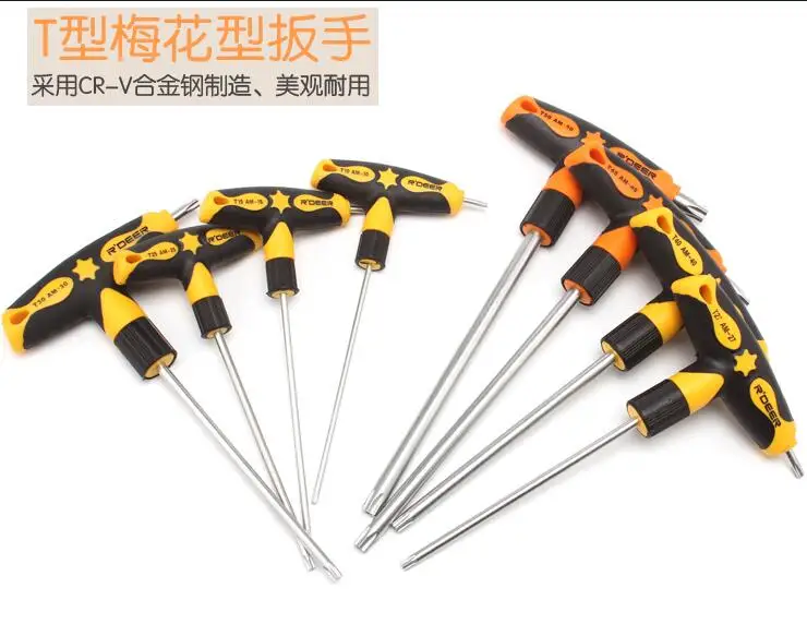 R'DEER TOOL hongkong brand CRV steel 6150# T-handle torx allen wrench T10,T15,T20,T25,T27,T30,T40,T45,T50 hand tool
R'DEER TOOL hongkong brand CRV steel 6150# T-handle torx allen wrench T10,T15,T20,T25,T27,T30,T40,T45,T50 hand tool