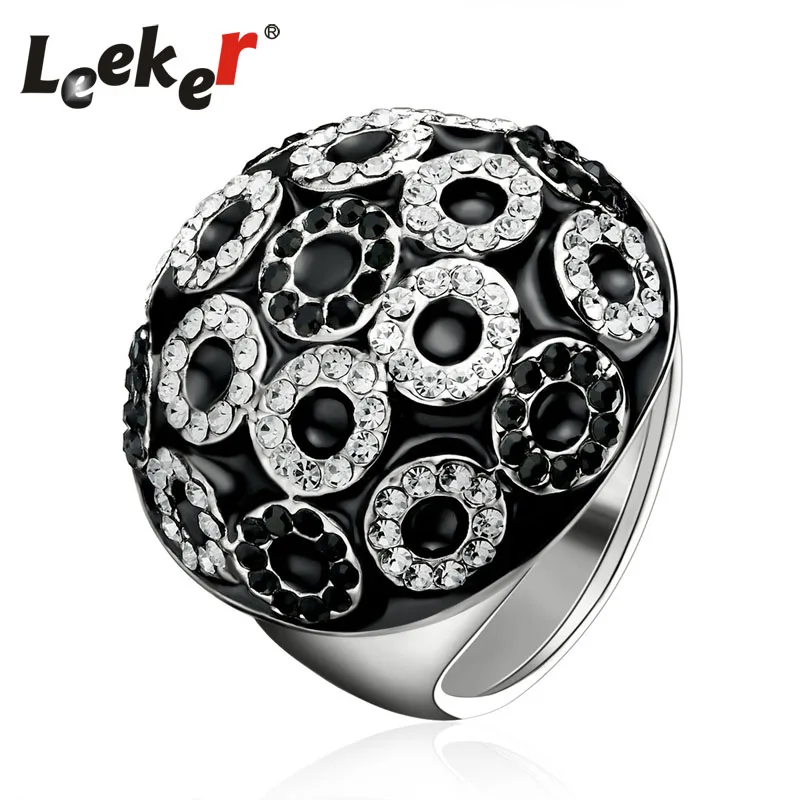 LEEKER Luxury Design Personality Black Enamel Ball Big Rings For Women Silver Color Crystal Ring Retro Jewelry 169 LK8
LEEKER Luxury Design Personality Black Enamel Ball Big Rings For Women Silver Color Crystal Ring Retro Jewelry 169 LK8