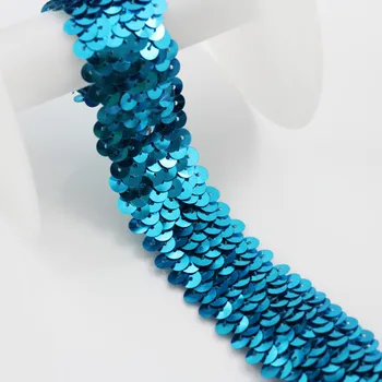 Beaded 3 Row Sequin Trim Fabric Blue Elastic Stretch Ribbon Applique Braided Lace Belt Sewing Supplies for Costume 30yard/T1081
Beaded 3 Row Sequin Trim Fabric Blue Elastic Stretch Ribbon Applique Braided Lace Belt Sewing Supplies for Costume 30yard/T1081