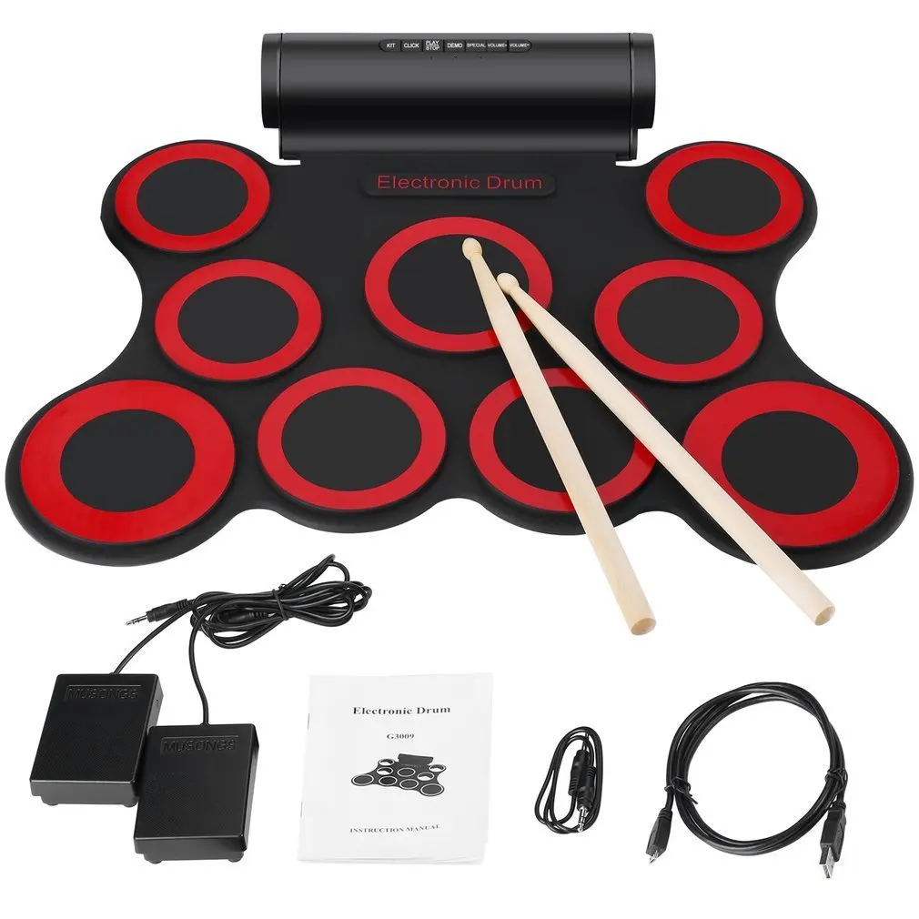 New Stereo Digital Electronic Drum Portable Roll Up Drum Kit 9 Silicon Drum Pads Built-in Double 3W Speakers USB Powered Conve
New Stereo Digital Electronic Drum Portable Roll Up Drum Kit 9 Silicon Drum Pads Built-in Double 3W Speakers USB Powered Conve