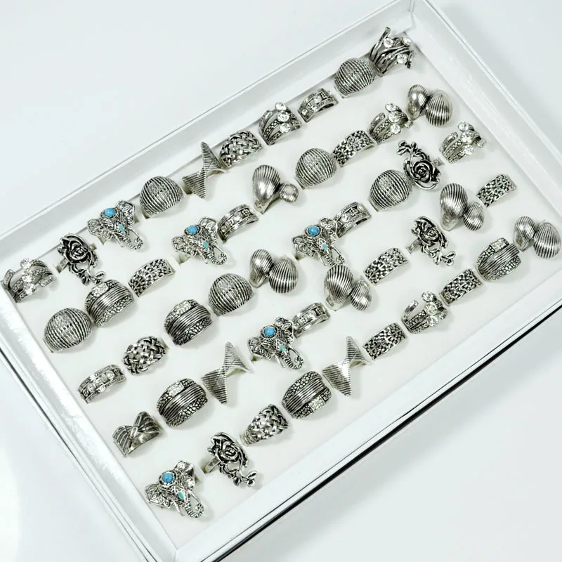 50Pcs Fashion Women Vintage Jewelry Mixed Style Elephant Ancient Silver Women's Rings Lots Wholesale LR4104
50Pcs Fashion Women Vintage Jewelry Mixed Style Elephant Ancient Silver Women's Rings Lots Wholesale LR4104