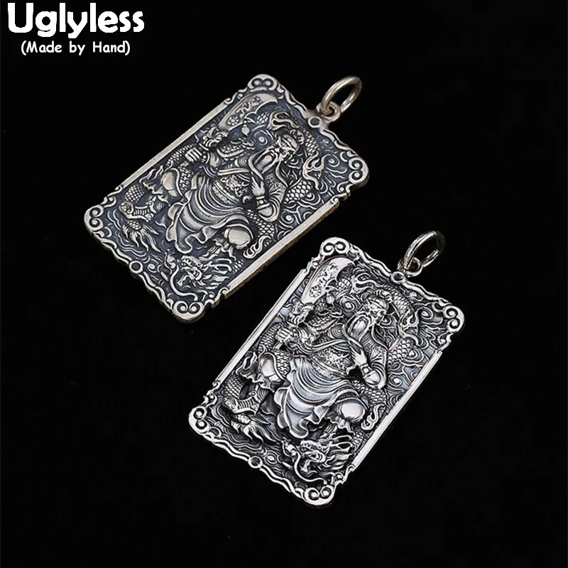 Uglyless 100% реальные твердые 990 чистого серебра квадратные Подвески ожерелье без
