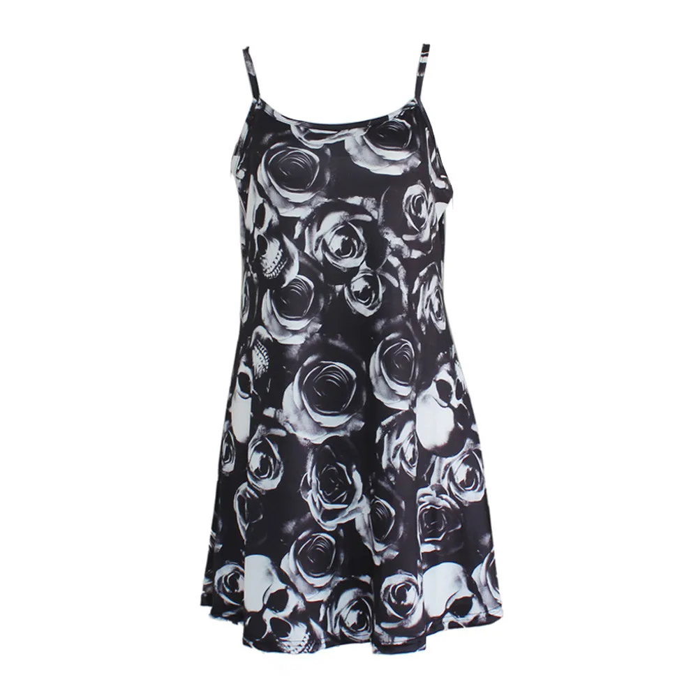 KLV 2019 NEW FASHION HOT Women Sexy Skull Rose Print Backless Sleeveless Strap Camisole Swing Mini Dress Free ship #Z5 
KLV 2019 NEW FASHION HOT Women Sexy Skull Rose Print Backless Sleeveless Strap Camisole Swing Mini Dress Free ship #Z5